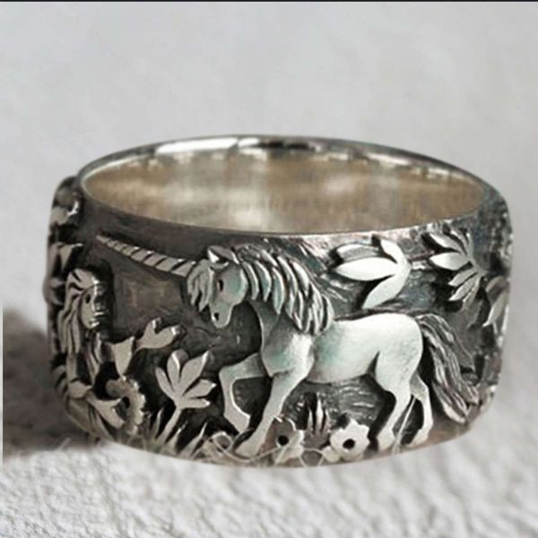 

new unicorn and princess little girl old black ring