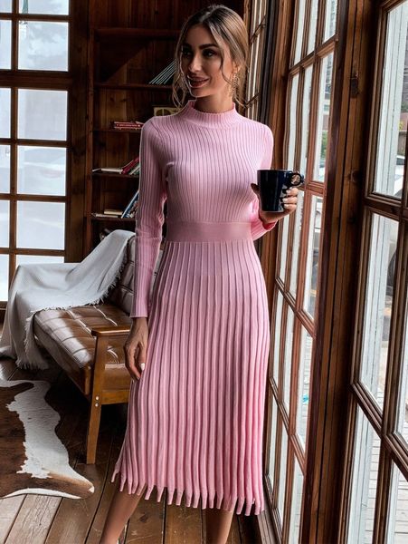 

missord fringe hem rib-knit sweater dress j8k5#, Black;gray