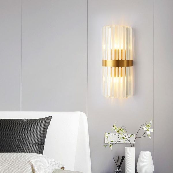 

wall lamp crystal light e14 for bedroom bedside lighting gond black sconce home ligting 110v 220v