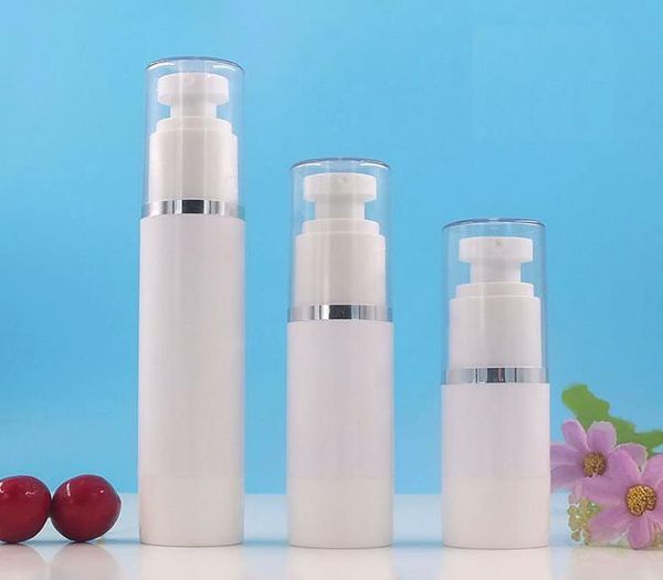 

empty 15ml 30ml 50ml airless bottles white vacuum pump lotion bottle with silver gold line cosmetic packagings sn59 storage & jars
