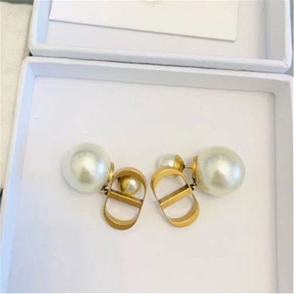 

special offer 70% off new baby same model home pearl earrings female 925 silver pin brass used, Golden;silver