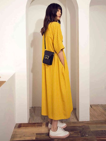 

dress plus size summer casual clothing women turn-down collar striped print pocket patchwork short sleeve loose dress big, Black;gray