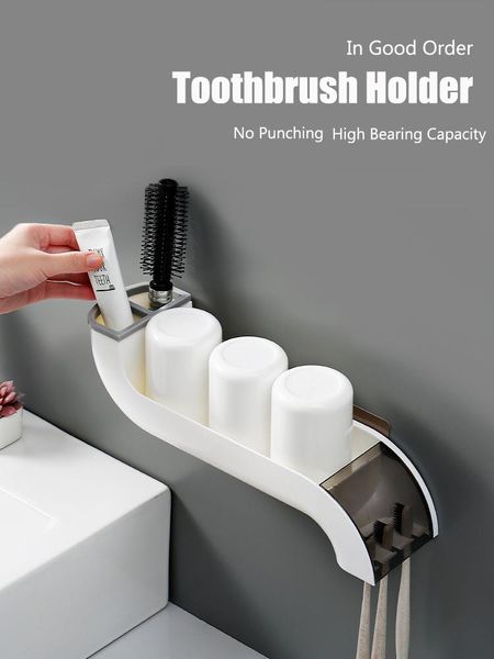

toothbrush holders abs toothpaste holder wall mounted brush rack bathroom accessories organizer high load bearing household tool