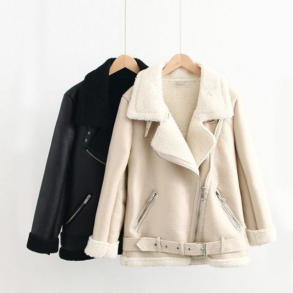 

quality black casual faux leather women jacket spring turn down collar zipper coats mujer streetwear pockets oversized jackets women's