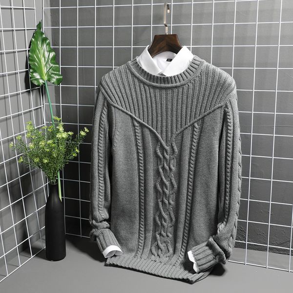 

men's sweaters round ne jacquard, White;black