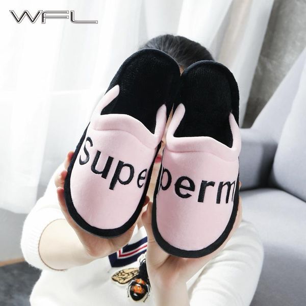 

women shoes winter couple at home non-slip sole slippers men fashion warm furry soft cotton house, Black