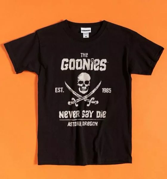 

official black goonies never say die t-shirt, White;black