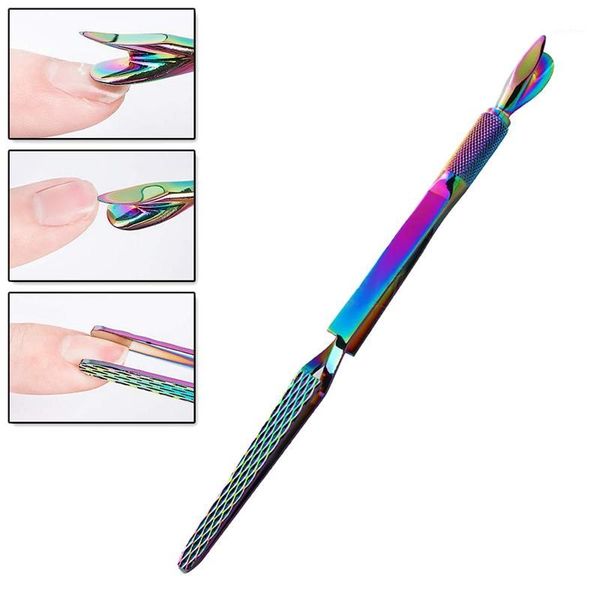 

pcs colorful stainless steel nail art pincher cuticle pusher false shaping tweezers multi-function manicure tools1