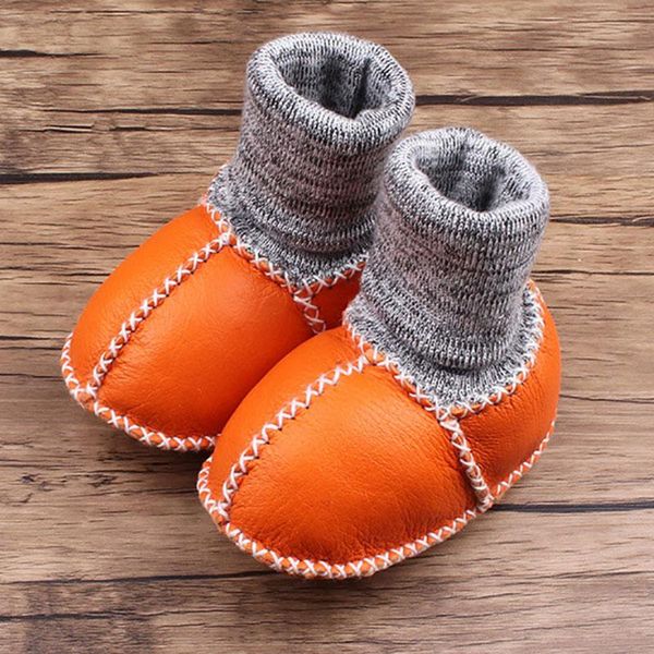 

first walkers genuine leather baby shoes boots infants warm winter fur wool girls booties sheepskin boy
