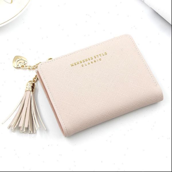

tassel women wallet small cute short leather wallets zipper purses portefeuille female purse clutch, Red;black