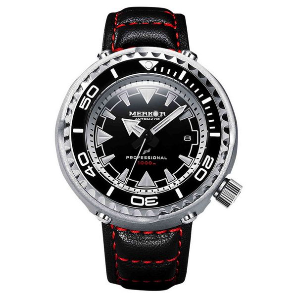 

merkur mens diver watches tuna military automatic mechanical wristwatch sport c3 luminous 1000m waterproof ceramic bezel nh35, Slivery;brown