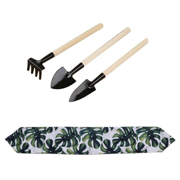

storage bags 1 pcs modern table runner & 3 portable mini garden tools kit