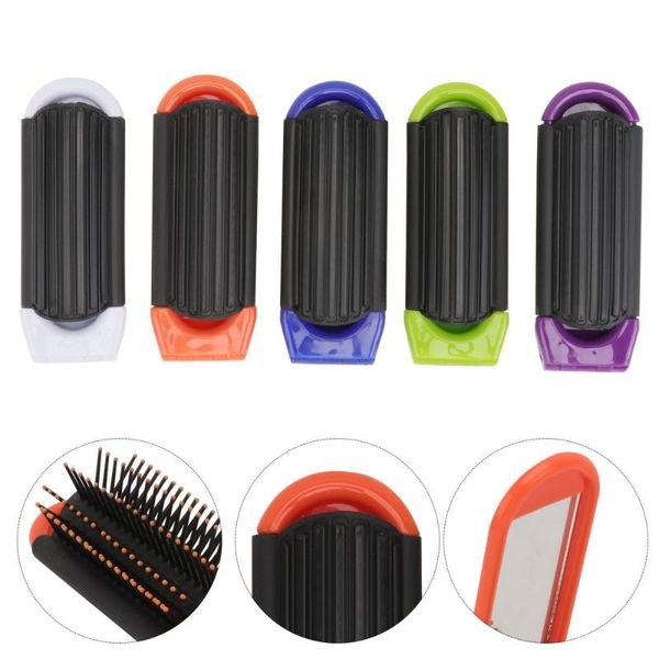 Escovas de cabelo 5 pcs Pente dobrável portátil com espelho Anti-estático Alta temperatura resistência Pentes para viagem ao ar livre (branco, azul, orang