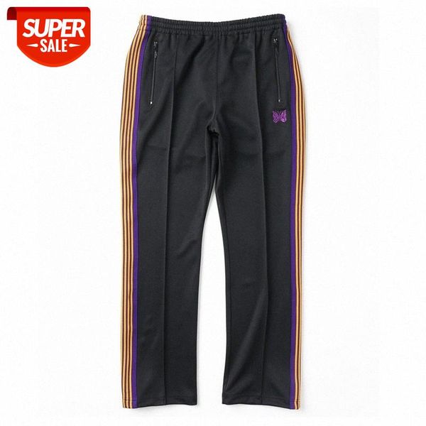 

needles black side purple striped butterfly embroidered sweatpants casual pants straight #ad6p