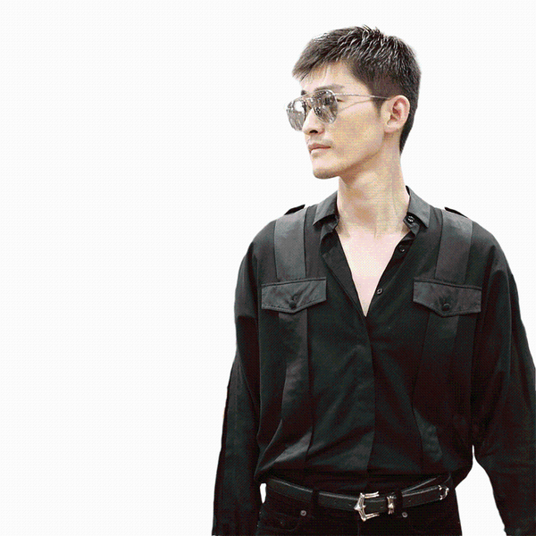 

men's casual shirts 2021 spring and summer product zhang han street po same shirt slim fitting strap decoration double pocket long slee, White;black