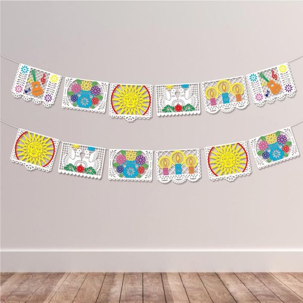 

party decoration ba269 colorful cinco de mayo mexican paper cutting design happy birthday flag wall hanging banner