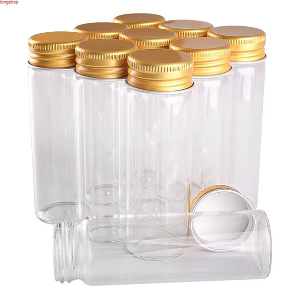 24 peças 45ml 30 * 90mm garrafas de vidro com tampas de alumínio douradas especiarias frascos frascos para o casamento artesanato Giftgoods