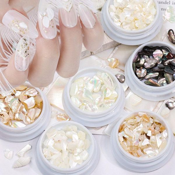 

nail art decorations 1box 3d irregular natural shell stones flakes charms crushed mixed slices colorful for manicure accessories, Silver;gold