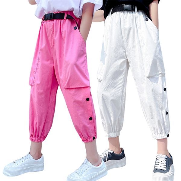 

girls cargo pants pockets kids casual style children's spring autumn girl clothes 6 8 10 12 14 210527, Blue