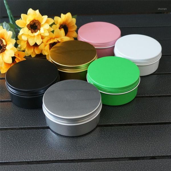 

storage bottles & jars 150g 150ml empty gold green round aluminum box metal tin cosmetic cream diy portable jar tea pot black container