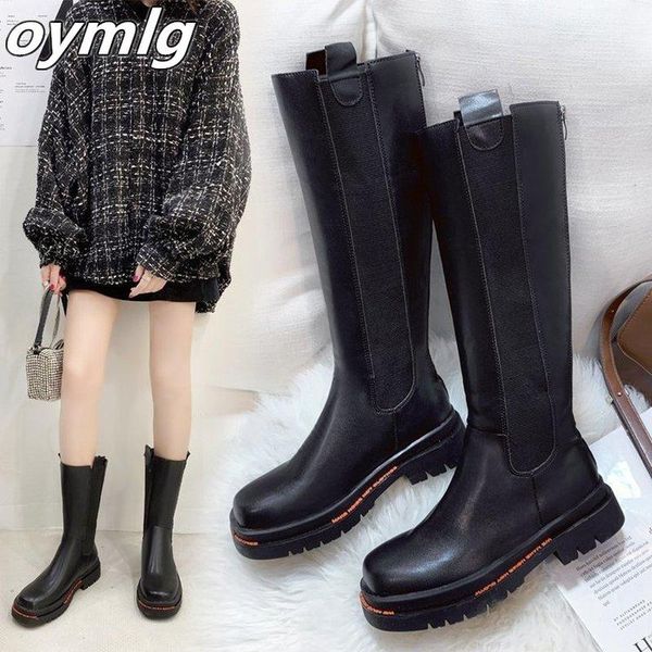 

boots fujin ankle 2021 women's platform autumn spring fashion short round toe lace breathable flat bottom single, Black