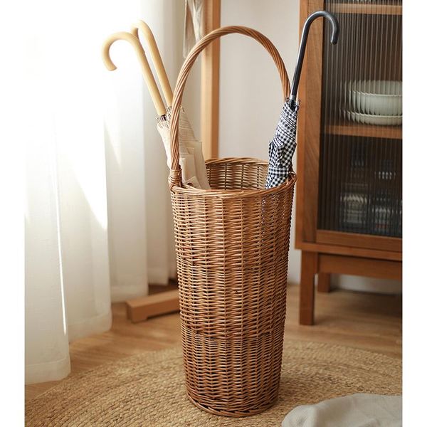 

storage baskets rattan umbrella basket with handle japanese style creative home decor wicker weaving sundries organizer