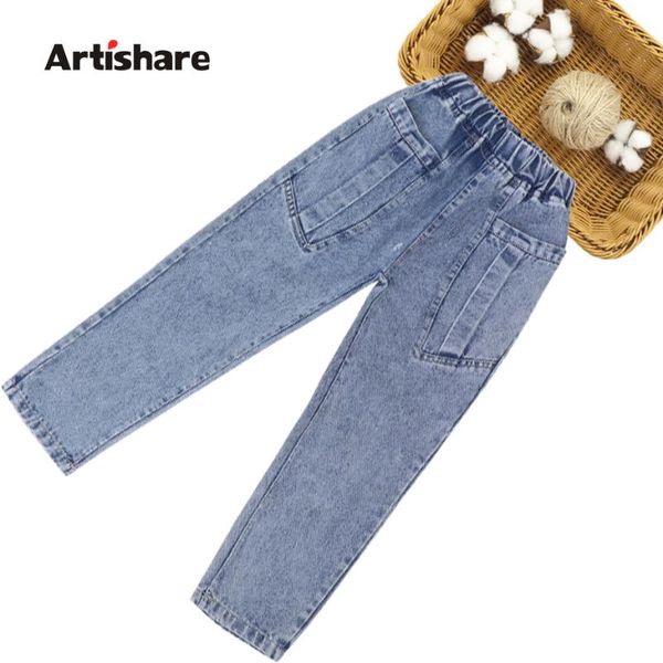 

girls jeans patchwork children's for solid color kids casual style clothing 6 8 10 12 14, Blue