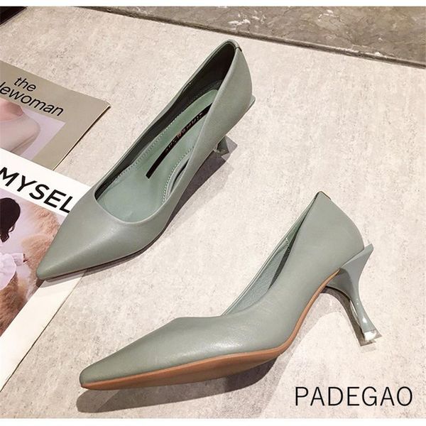 

dress shoes high heel 2021 women casual korean shallow solid high-heeled official woman heels, Black