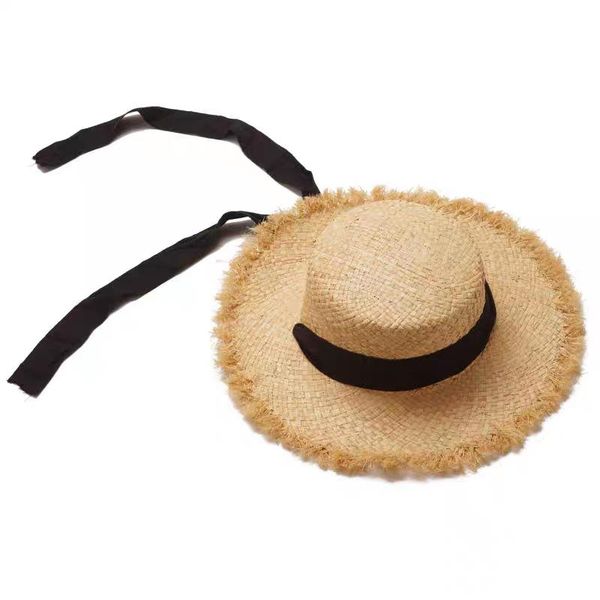 

wide brim hats fashion women's sun hat brand women summer ribbon lafite straw beach sombreros hombre travel vacation, Blue;gray