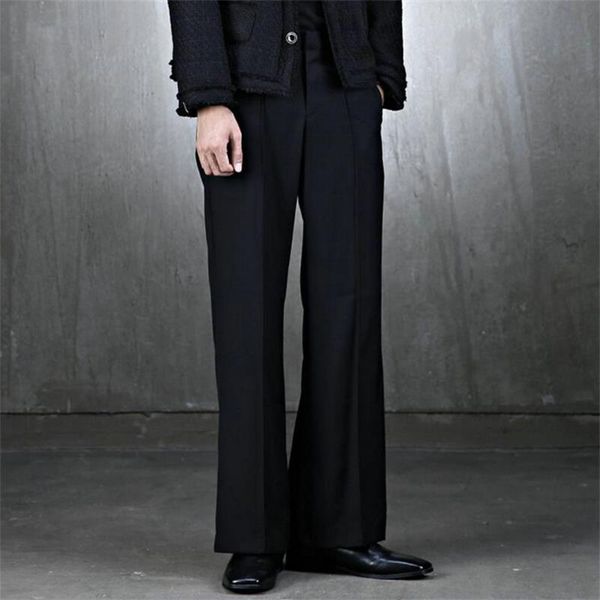 

men's pants straight casual korea fashion brand autumn pure color simple flared, Black