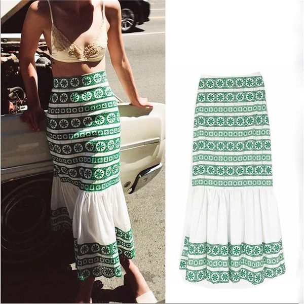 

skirts women's bohemian floral print fishtail long casual high waist ruffle midi caual slim skirt for dating/daily wear, Black