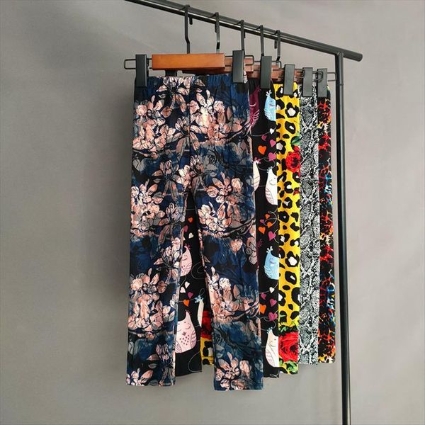 

cute girls leggings spring summer printing flower pants sweet girl pencil kids trousers children clothing, Blue