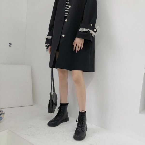 

boots 2021 korean version of ins retro street shooting thick-soled motorcycle female summer, Black