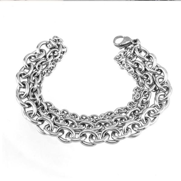 

link, chain men bracelet on hand stainless steel for 2021 charm hip hop gifts male accessories jewelry, Black