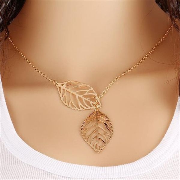 

double leaf clavicle chain necklaces, Silver