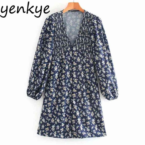 

vintage floral print women dress long sleeve v neck a-line mini casual dresses female spring autumn vestido xnwm9879 210514, Black;gray