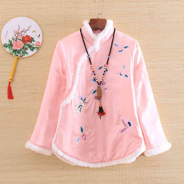 

casual dresses dress embro mill autumn winter women chinese style retro embroidery elegant loose lady warm jacket coat female ns3k, Black;gray