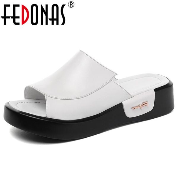 

dress shoes fedonas 2021 summer genuine leather women sandals classic fashion shallow high heels casual woman party basic, Black