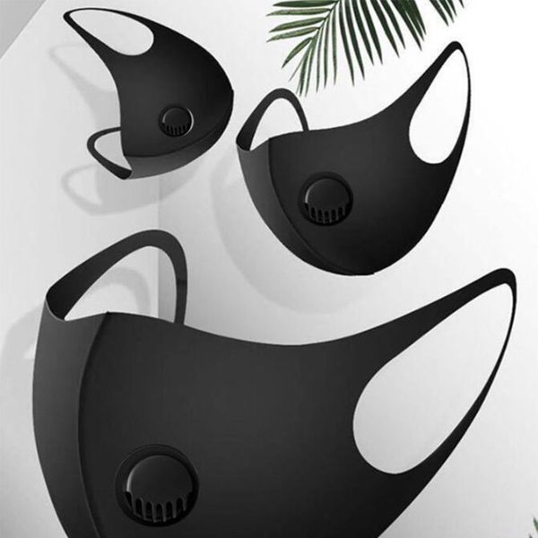 

Ice Silk soft Face Mask with Breathing Valve Washable Mask Reusable Anti-Dust Protective Masks Black Recycle Designer Valve Mask