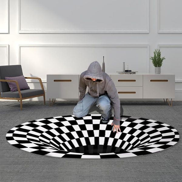 

carpets mandala carpet 3d three-dimensional black white stereo vision mat for living room home decor doormat tea table sofa