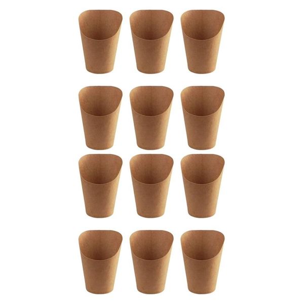 

disposable cups & straws 200pcs disposal take-out baking cakes egg puff french fries chips snacks kraft paper holder, 300ml (brown)