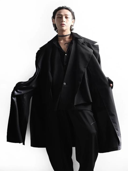 

men's vests trench coat sleeveless spring and autumn korean dark fashion casual large size long, Black;white