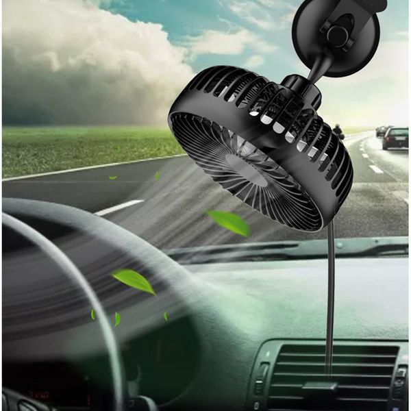 

electric fans car fan usb 360 degrees rotating cooler ventilador air conditioner 3-speed silent suction cup backseat summer 12/24v climatise