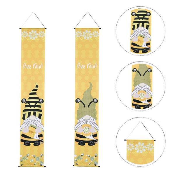 

pair of festive porch signs door flags bee festival curtains (yellow) curtain & drapes