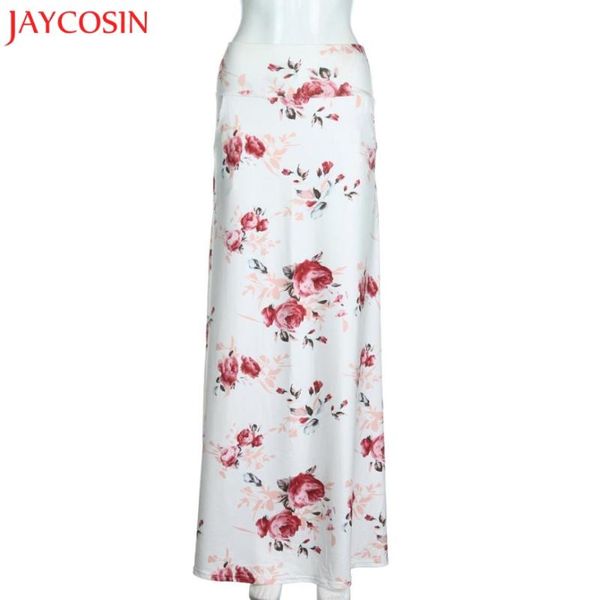 

skirts jaycosin women summer beach floral prints skirt low waist long z0814, Black