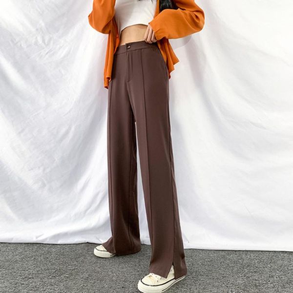 

women's pants & capris 5xl brown drape wide-leg texture suit spring and autumn 2021 trousers high waist mopping thin, Black;white