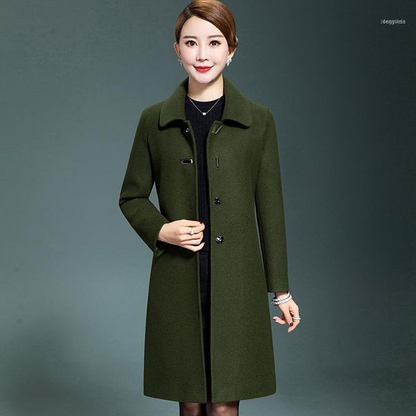 

women's wool & blends winter woman coats 2021 plus size woolen coat female jackets long overcoat clothes casaco feminino kj2041, Black