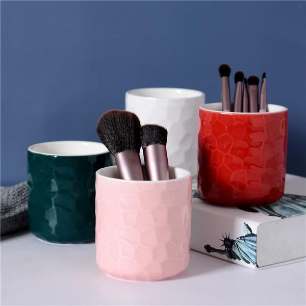 

bathroom storage & organization style make up organizer marble pattern deskpen holder makeup brush bucket tube home decor
