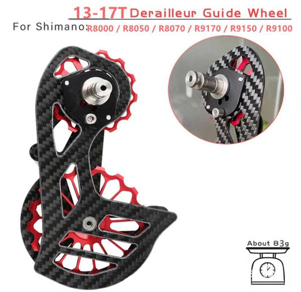 

bike derailleurs road bicycle 13-17t carbon fiber ceramic rear derailleur pulley for 8000/8050/8070/9170/9150 cycling accessories