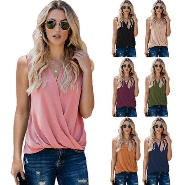 

womens v neck tanks lady daily solid color women's looser tank girls clothing casual lady breathable tiered summer top, White